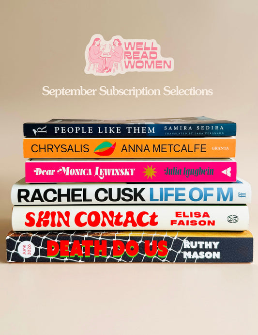Well read women subscription selections for September stacked together
